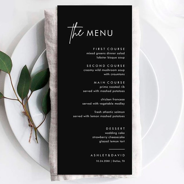 Menu Janto Casamento Minimalista Negro (Criador carregado)