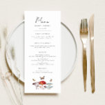 Menu Janto Casamento Mushroom<br><div class="desc">Cartão de menu de janto de casamento russo com ilustração aquosa de cogumelos e mariposas.</div>