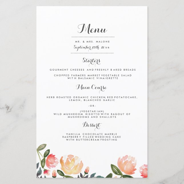 Menu Janto Casamento Peach Peonies (Frente)