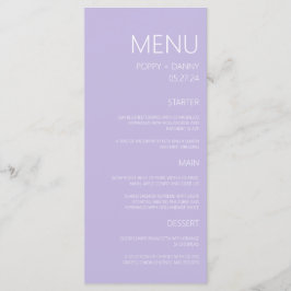 Menu Janto Casamento Púrpura de Pastel Moderno