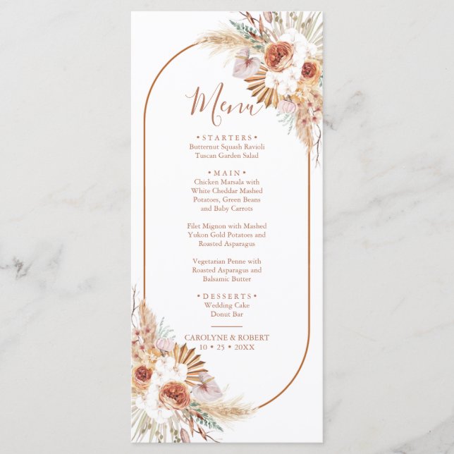 Menu Janto Casamento Rust Boho E Pampas Grass (Frente)