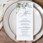 Menu Janto Casamento Watercolor Eucalyptus Greenery<br><div class="desc">Para mais personalização,  clique no link "personalizar mais" e use nossa ferramenta design para modificar esse modelo.</div>