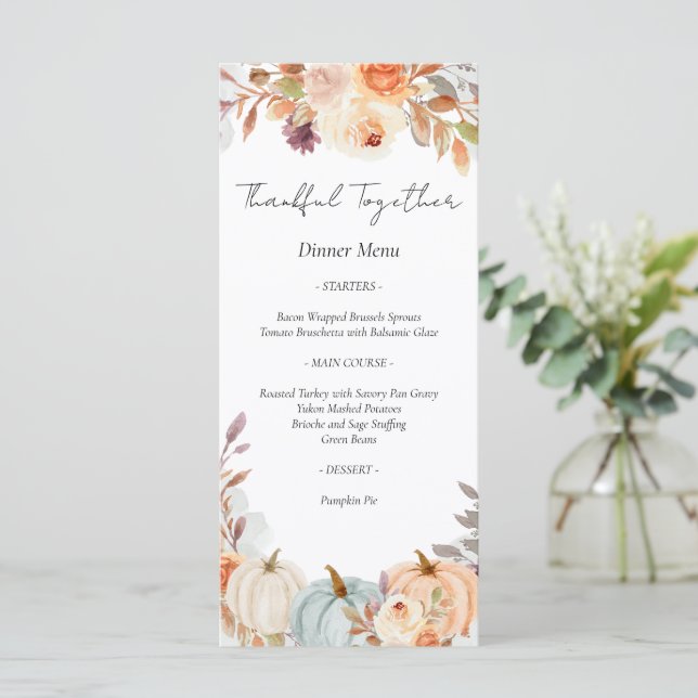 Menu Janto de Ação de Graças (Em pé/Frente)