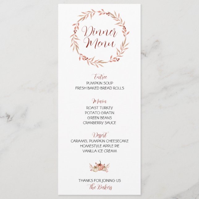 Menu Janto de Ação de Graças, Pumpkin Spice (Frente)