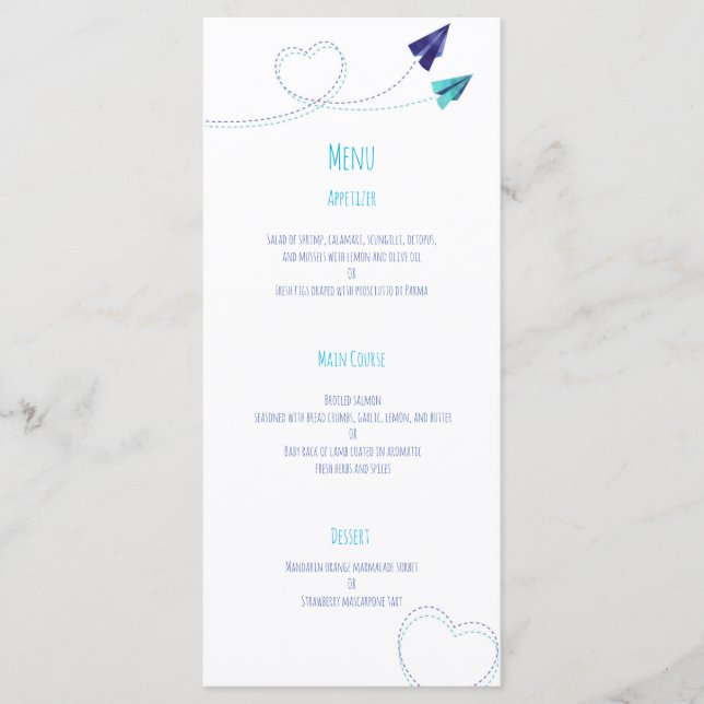 Menu janto de aquarela do plano de papel (Frente)