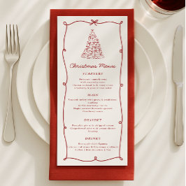 Menu Janto de Árvore de Natal Vermelho Whimsical