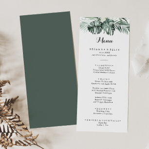 Menu Janto de Caligrafia Floral Branca Tropical