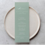 Menu Janto de Caligrafia Moderna Verde Branca<br><div class="desc">Este cartão de janto de ouro branco verde e moderno é perfeito para um casamento rústico. O design simples e na moda apresenta a tipografia de script clássico e rico em um fundo verde. Este menu pode ser usado para recepção de casamento, janto de ensaio, chá de panela ou qualquer...</div>
