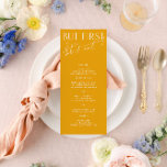 Menu Janto de Casamento Amarelo Brilhante Mínimo M<br><div class="desc">Projetado para coordenar com a Coleção de Convite para Casamento "Brilhante". Para alterar os detalhes, clique em "Detalhes". Para mover o texto ou alterar o tamanho, a fonte ou a cor, clique em "Editar usando a Ferramenta de Design". Visualize o link de coleção nesta página para ver todos os itens...</div>