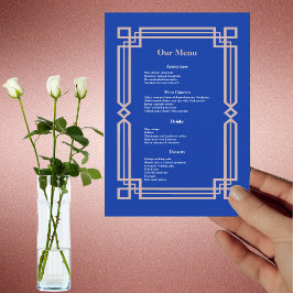 Menu Janto de Casamento Azul de Marinho Rosa Moderno