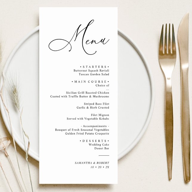 Menu Janto de Casamento Blush de Script de Caligrafia S (Criador carregado)