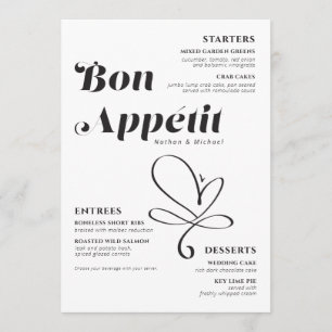Menu Janto de Casamento Bon Appetit Black White