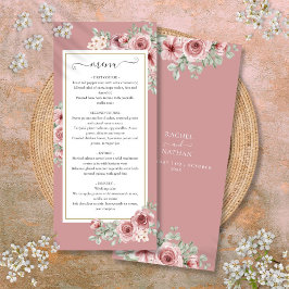 Menu Janto de Casamento Botânico Floral Dusty Rosa
