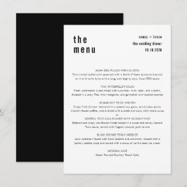 Menu Janto de Casamento Branco Na moda preto ultra-míni