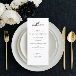 Menu Janto de Casamento Branco Negro Formal Clássico El