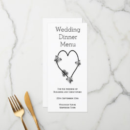 Menu Janto de Casamento Cardíaco da Borboleta Preta e B