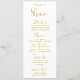 Menu Janto de Casamento Clássico da Caligrafia Dourada