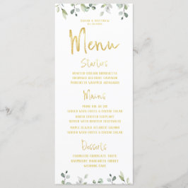 Menu Janto de Casamento Clássico da Caligrafia Dourada