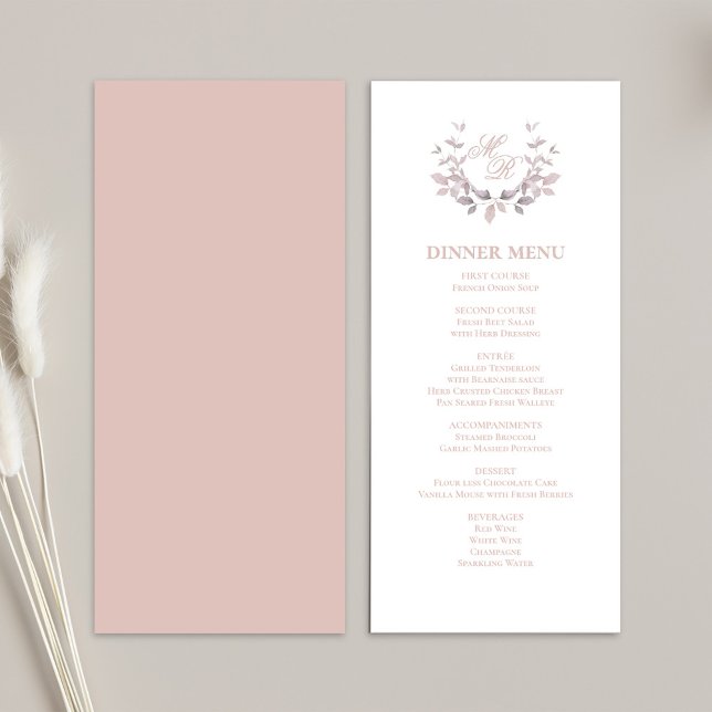 Menu Janto de Casamento Clássico de Script Rosa-Bl (Wedding blush pink classic menu template. )