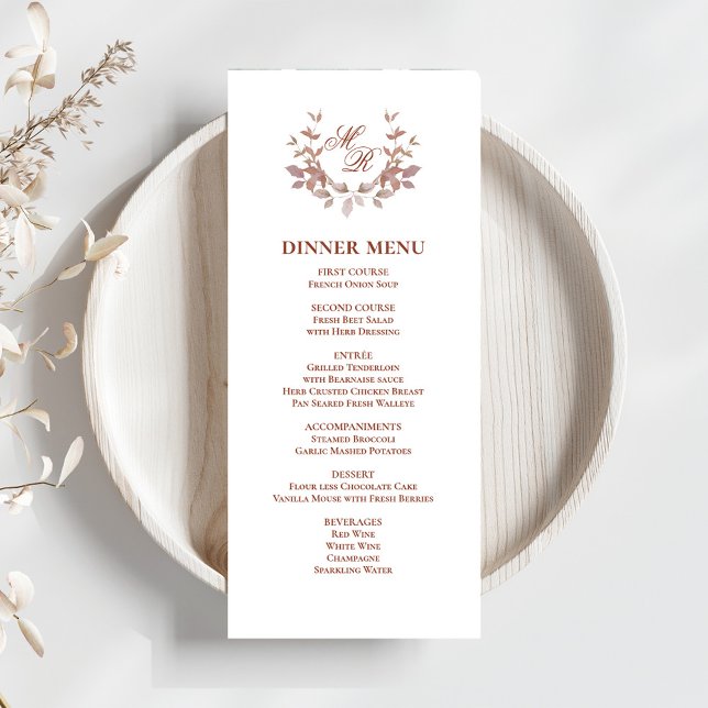 Menu Janto de Casamento Clássico do Script Burgund (Wedding burgundy motif menu card template. )