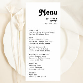 Menu Janto de Casamento com Letra Retroativa Moder