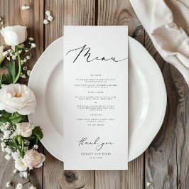 Menu Janto de Casamento da Caligrafia Minimalista Moder