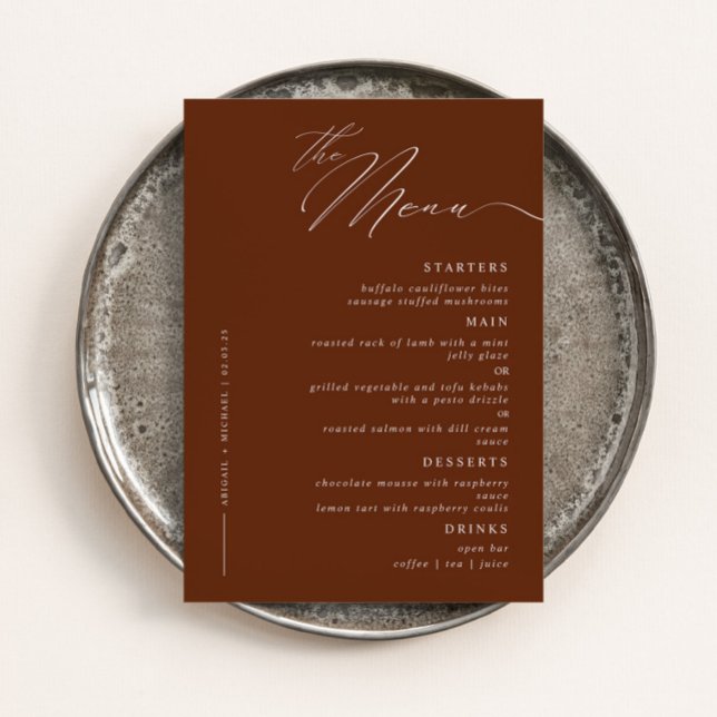 Menu Janto de Casamento da Caligrafia Moderna Elegante (Criador carregado)