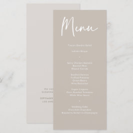 Menu Janto de Casamento da Caligrafia Moderna Taup