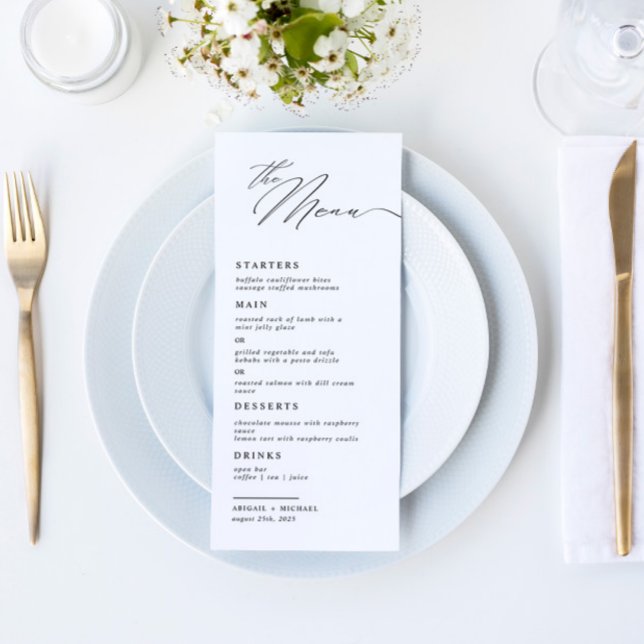Menu Janto de Casamento da Caligrafia Moderno Elegante (Criador carregado)