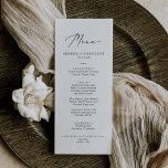 Menu Janto de Casamento da Caligrafia Negra Delica<br><div class="desc">Este delicado cartão de janto de casamento da caligrafia negra é perfeito para um casamento moderno. A design romântica minimalista apresenta uma magnífica e elegante tipografia negra num fundo branco com um aspecto simples e limpo. Este menu pode ser usado para recepção de casamento, janto de ensaio ou qualquer evento....</div>