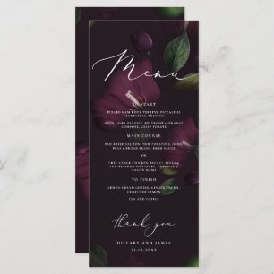 Menu Janto de Casamento da Caligrafia Roxo Moody