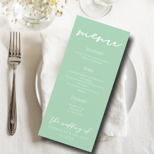 Menu Janto de Casamento da Tipografia Branca Chic Mint