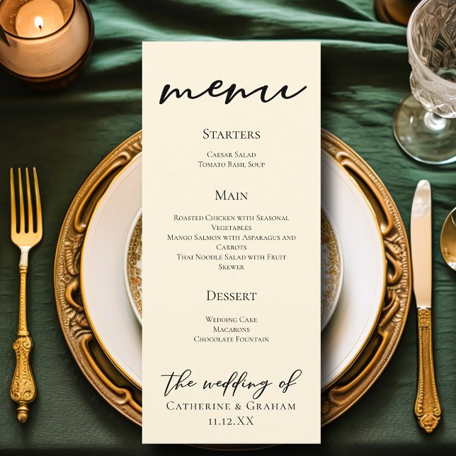 Menu Janto de Casamento da Tipografia Minimalista Elega (Criador carregado)