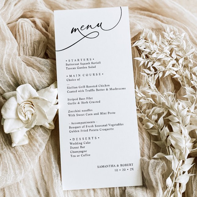 Menu Janto de Casamento de Blush Neutro Simples e Minim (Criador carregado)