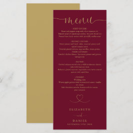 Menu Janto De Casamento De Burgundy E Dourado Script He
