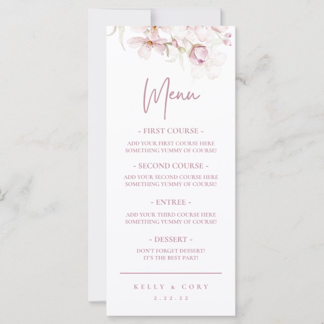 Menu Janto de Casamento de Cereja Blossom (Frente)