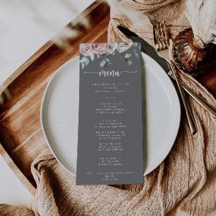 Menu Janto de Casamento de Cinzas Florais Rosa Rosa Clá