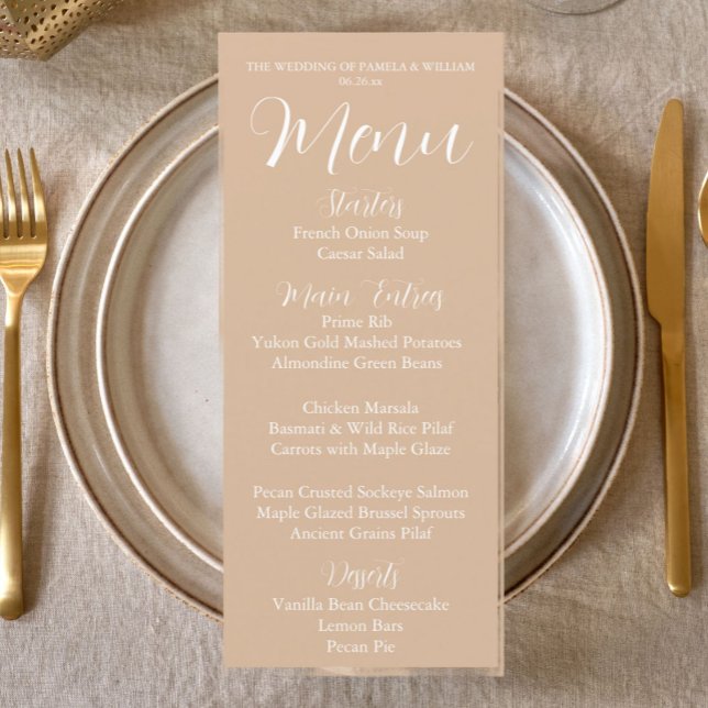 Menu Janto de Casamento de Estilo Simples Beige (In Situ Table)