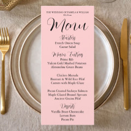Menu Janto de Casamento de Estilo Simples Cor-de-Rosa E
