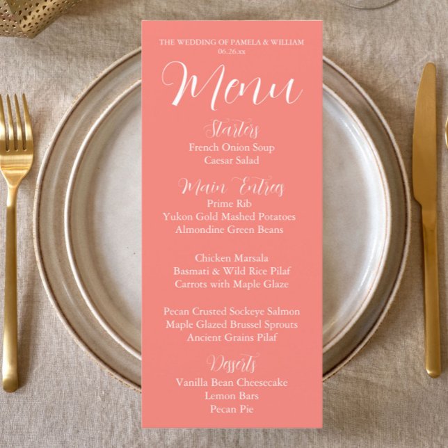 Menu Janto de Casamento de Estilo Simples Coral (In Situ Table)