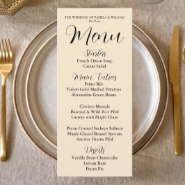 Menu Janto de Casamento de Estilo Simples de Cor do Cha