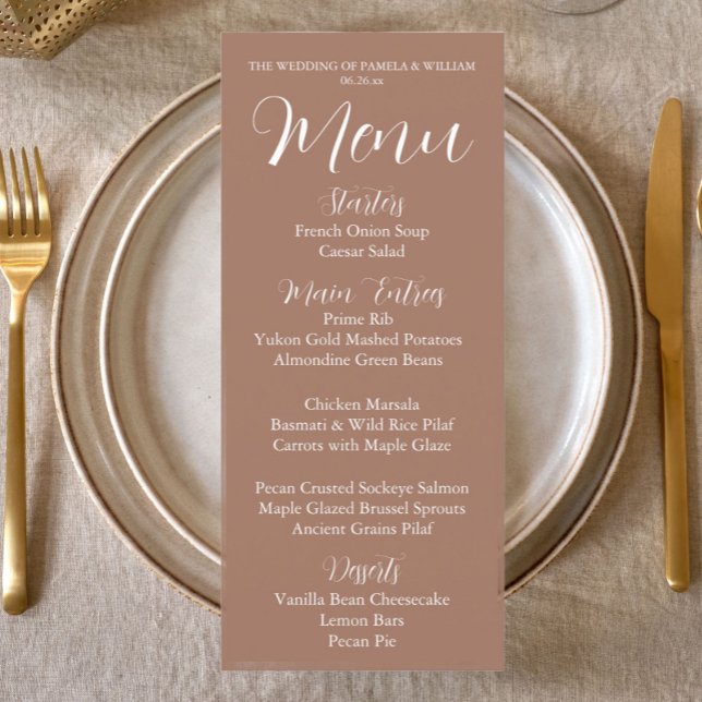 Menu Janto de Casamento de Estilo Simples Mocha (In Situ Table)