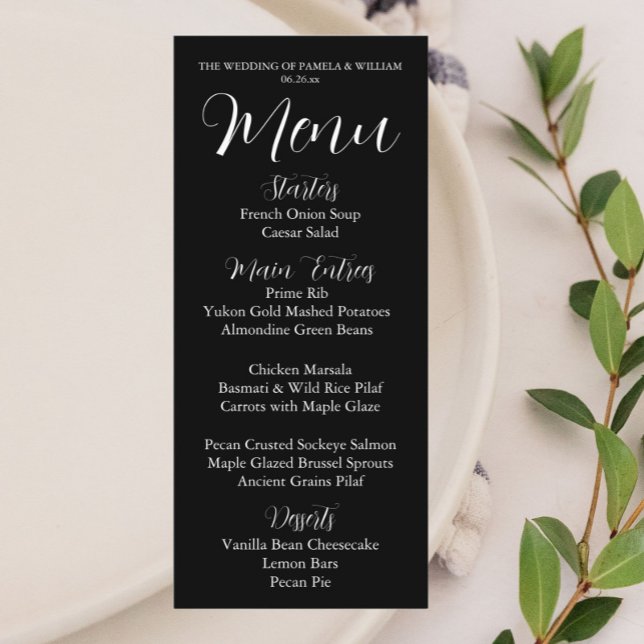 Menu Janto de Casamento de Estilo Simples Preto (In Situ Table)