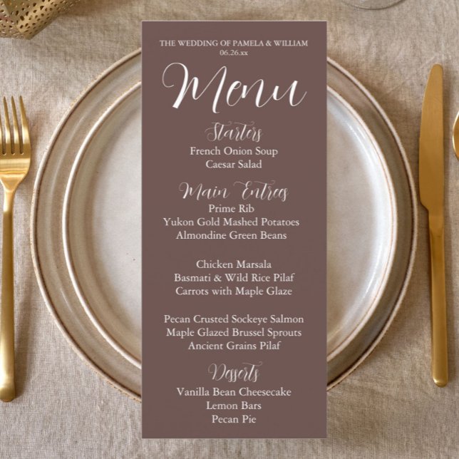 Menu Janto de Casamento de Estilo Simples Taupe (In Situ Table)