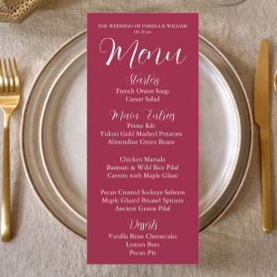 Menu Janto de Casamento de Estilo Simples Vinho Vermelh
