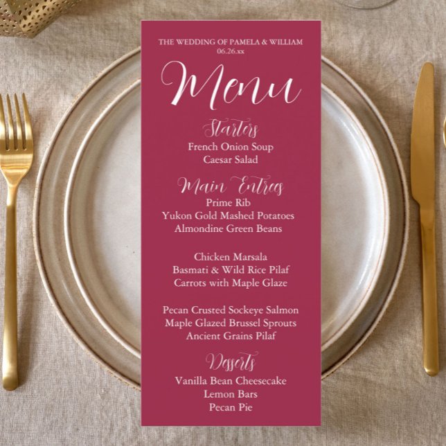 Menu Janto de Casamento de Estilo Simples Vinho Vermelh (In Situ Table)