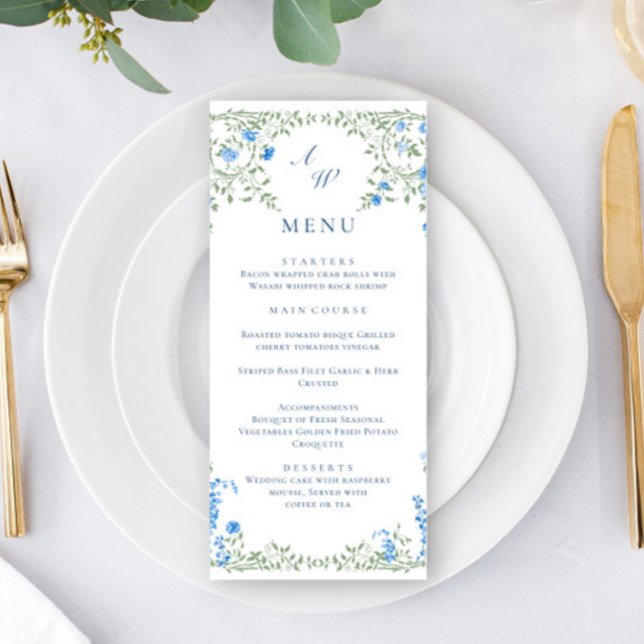 Menu Janto de Casamento de Flores Selvagens de Aquarela (Criador carregado)