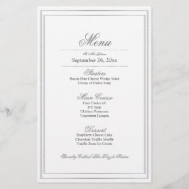 Menu Janto de Casamento de Fronteira de Prata Eleg