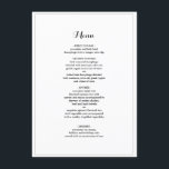 Menu Janto de Casamento de Fronteira Minimalista E<br><div class="desc">Elegante Menu de Janto de Casamento Negro e Branco da Fronteira Minimalista - Sinta-se livre para personalizar e personalizar este menu de casamento simples e elegante. As opções de edição estão disponíveis.</div>