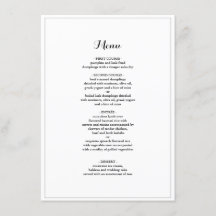 Menu Janto de Casamento de Fronteira Minimalista E